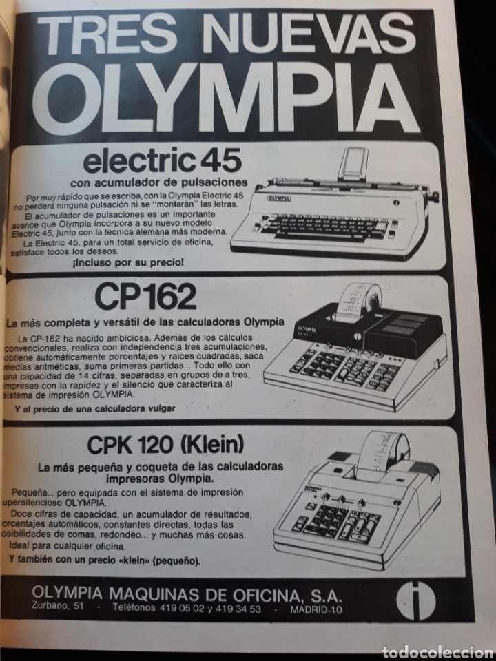 Otros art&iacute;culos de coleccionismo en papel: PUBLICIDAD DE MAQUINAS DE OFICINA OLIMPIA . A&Ntilde;O 1975. 28 x 20 cm