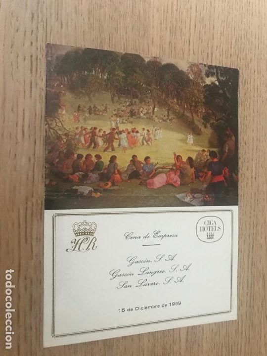 Altri oggetti di carta: CENA DE EMPRESA - HOTEL LA RECONQUISTA OVIEDO -  CIGA HOTELS - 15 DICIEMBRE 1989