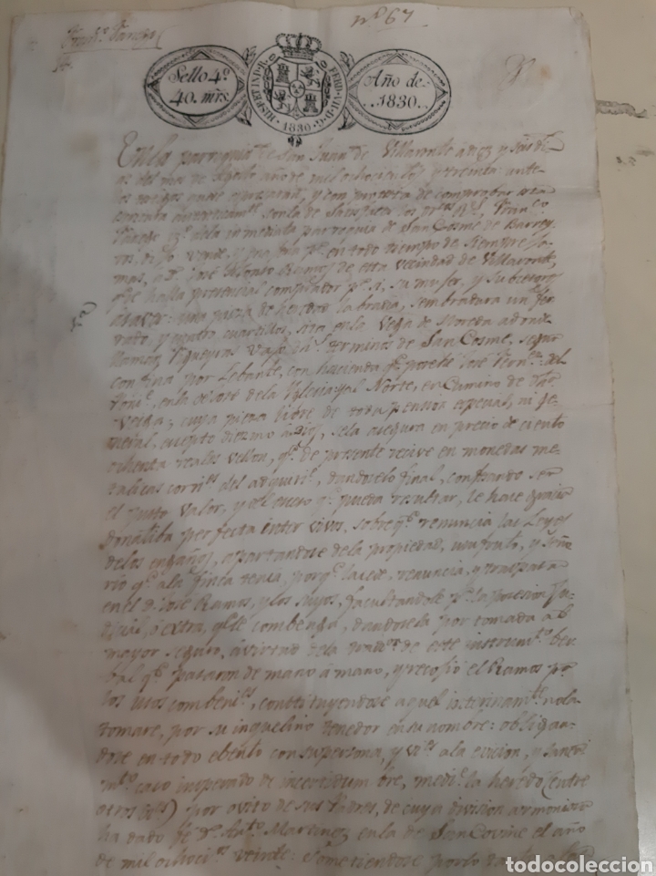 Paper Collecting Others: Lugo Villaronte 1839 sello 4 49 mrs Fernando VII escritura