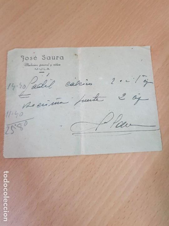 Otros Art&iacute;culos de Coleccionismo en Papel: JOSE SAURA MEDICINA MULA MURCIA