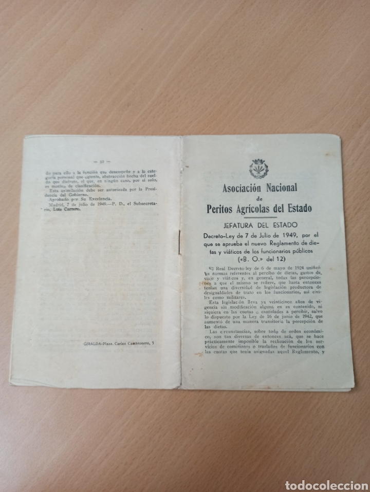 Sammelleidenschaft Andere Papierartikel: ASOCIACI&Oacute;N NACIONAL PERITOS AGRICOLAS DEL ESTADO 1949