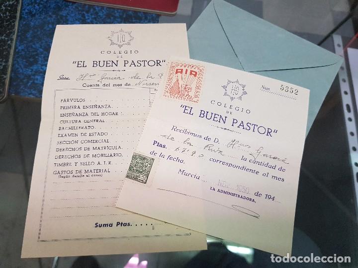 Paper Collecting Others: ANTIGUOS RECIBOS COLEGIO EL BUEN PASTOR MURCIA 1950