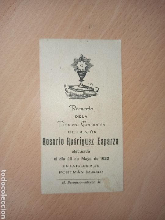 Paper Collecting Others: ANTIGUA ESTAMPA RELIGIOSA PRIMERA COMUNI&Oacute;N MURCIA 1922