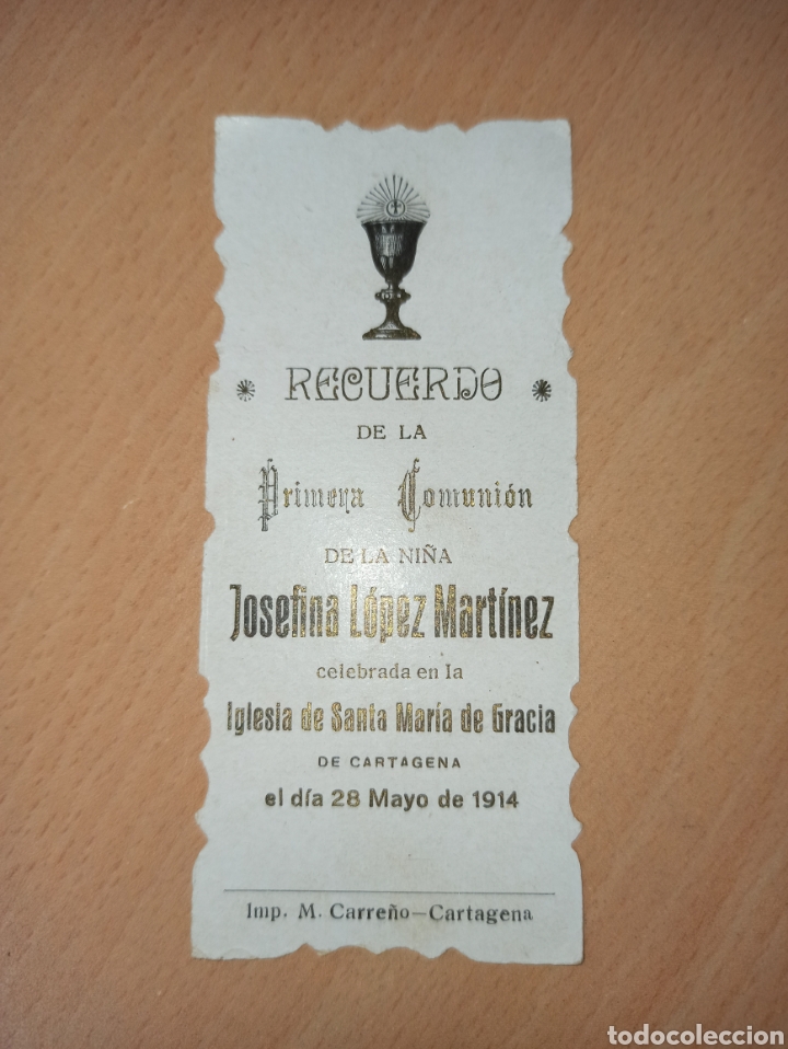 Paper Collecting Others: ANTIGUA ESTAMPA RELIGIOSA PRIMERA COMUNI&Oacute;N CARTAGENA 1914