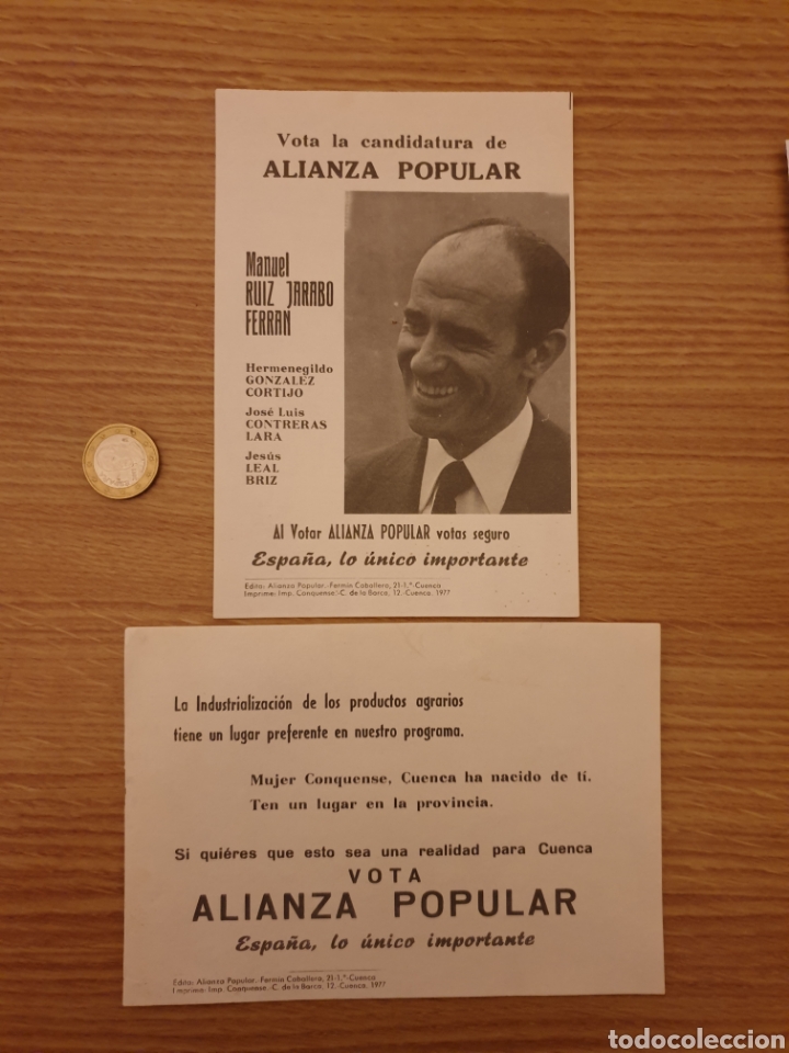 Otros Art&iacute;culos de Coleccionismo en Papel: Elecciones Generales 1977. Folleto Alianza Popular. Manuel Ruiz Jarabo.