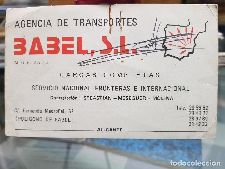 Paper Collecting Others: TARJETA COMERCIAL AGENCIA TRANSPORTES BABEL ALICANTE