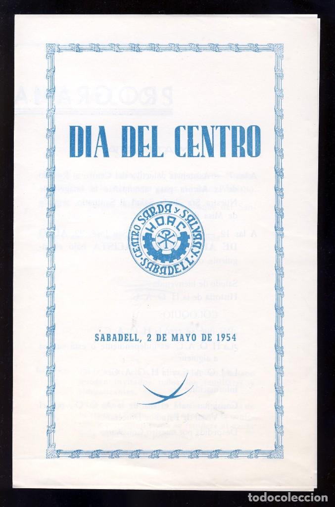 Otros art&iacute;culos de coleccionismo en papel: Programa d'actes del DIA DEL CENTRO de la HOAC de Sabadell. 1954