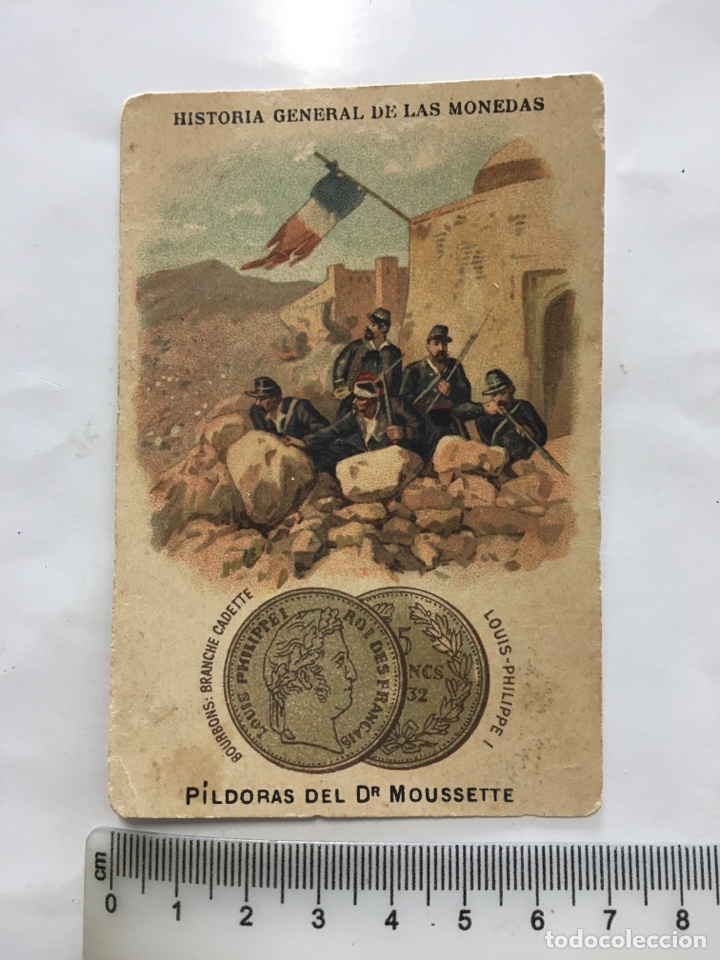 Outros artigos de papel: CROMOLITOGRAFIA. P&Iacute;LDORAS DEL Dr. MOUSSETTE. HISTORIA GENERAL DE LAS MONEDAS. H. 1900?.