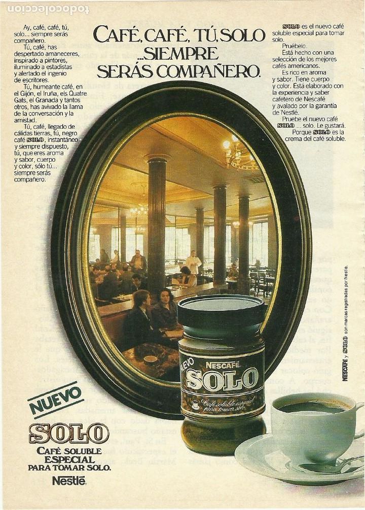 Paper Collecting Others: Recorte Publicitario Nescaf&eacute; Solo - Publicidad revista prensa peri&oacute;dico antiguo vintage
