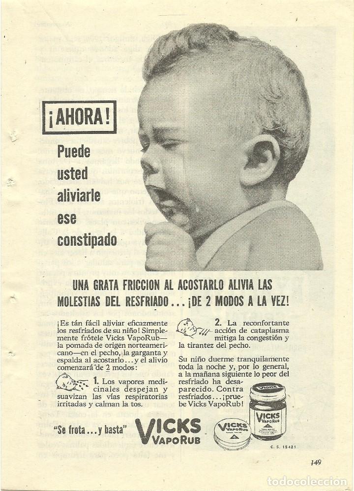 Otros Art&iacute;culos de Coleccionismo en Papel: Recorte Publicitario - VICKS VAPORUB farmacia medicina Publicidad revista prensa peri&oacute;dico antiguo