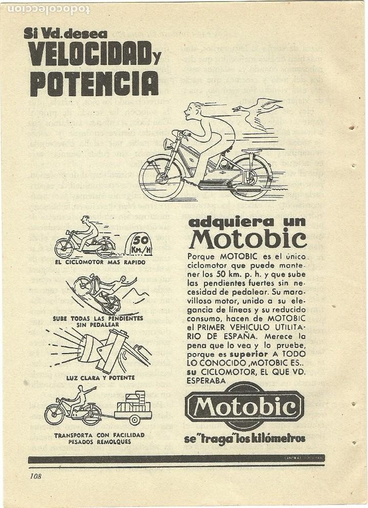Otros Art&iacute;culos de Coleccionismo en Papel: Recorte Publicitario MOTOBIC ciclomotor motor moto - Publicidad revista prensa peri&oacute;dico antiguo