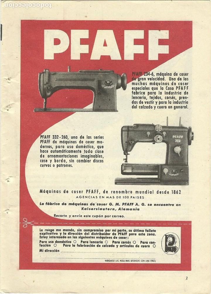Otros Art&iacute;culos de Coleccionismo en Papel: Recorte Publicitario PFAFF maquinas de coser - Publicidad revista prensa peri&oacute;dico antiguo vintage
