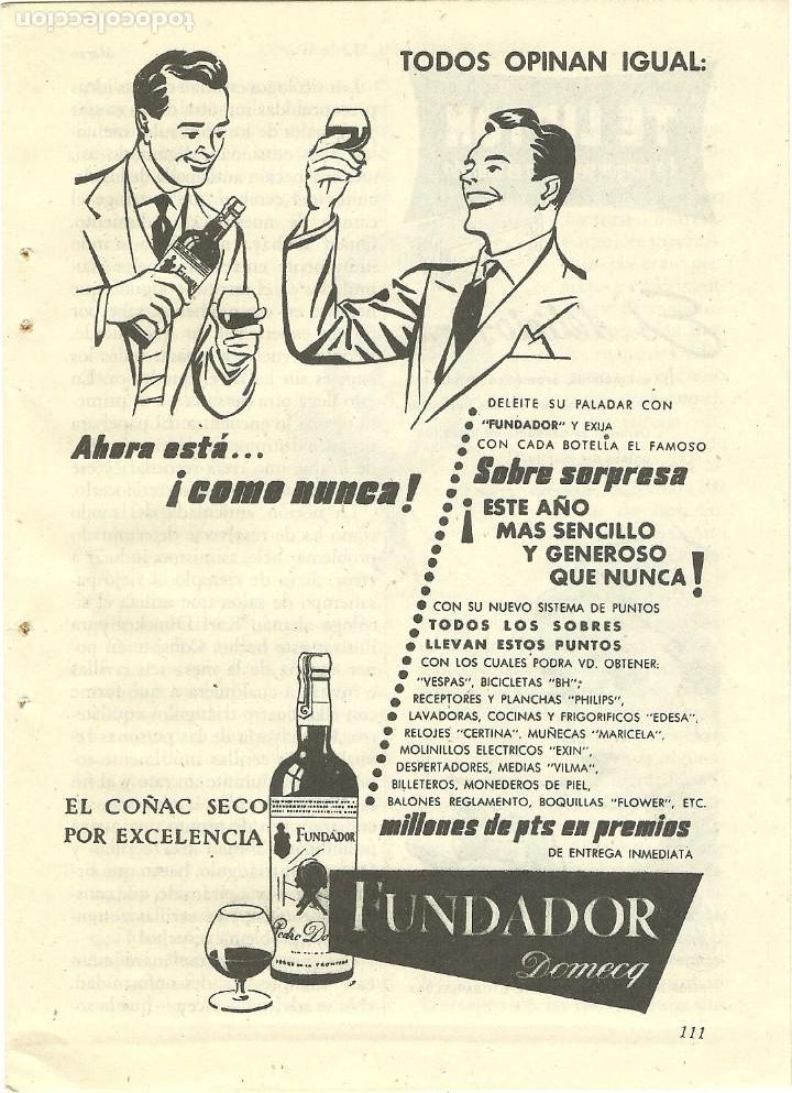 Otros Art&iacute;culos de Coleccionismo en Papel: Recorte Publicitario FUNDADOR Domecq Co&ntilde;ac - Publicidad revista prensa peri&oacute;dico antiguo vintage
