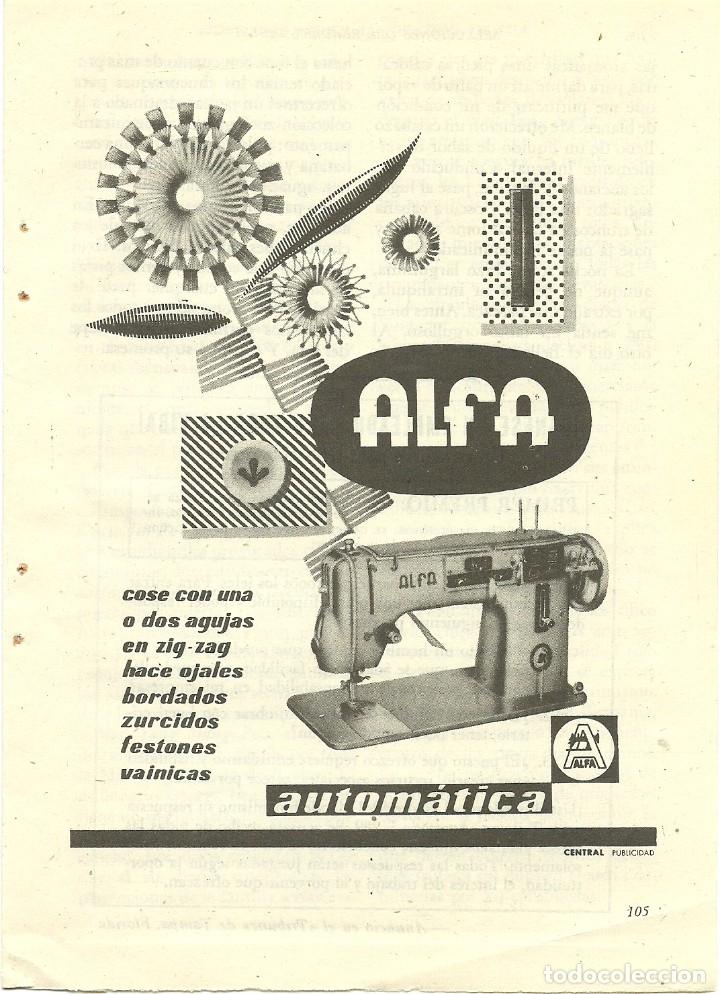 Otros Art&iacute;culos de Coleccionismo en Papel: Recorte Publicitario ALFA m&aacute;quina de coser - Publicidad revista prensa peri&oacute;dico antiguo vintage