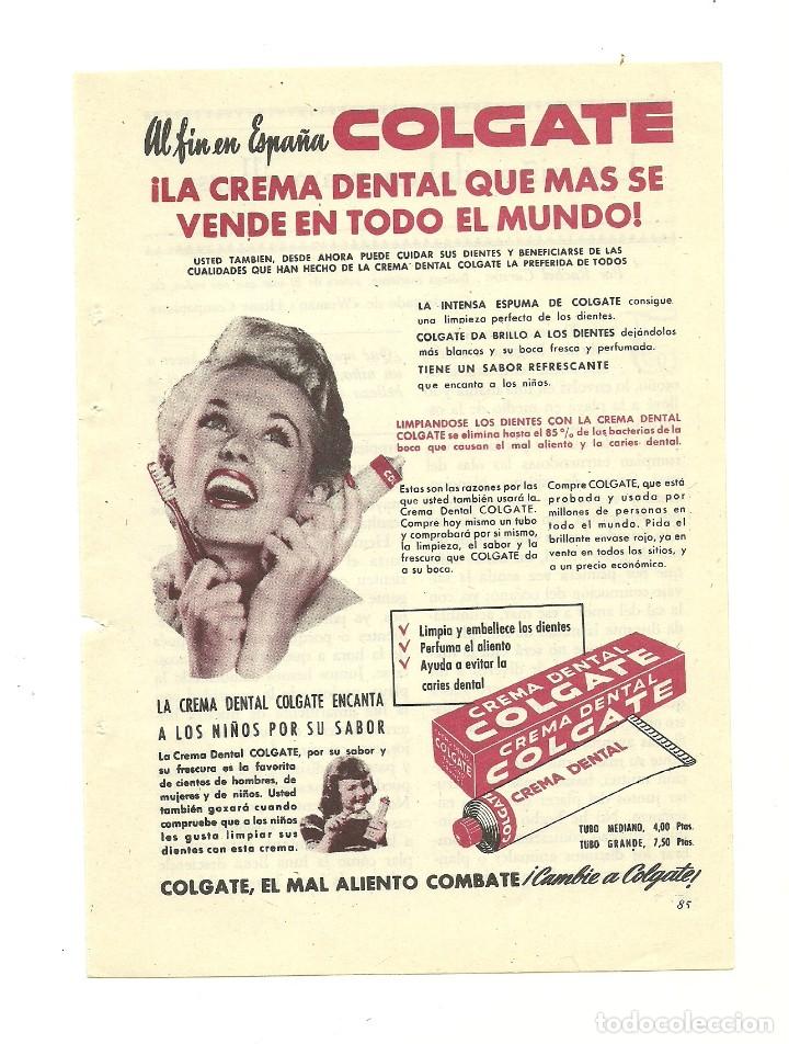 Otros Art&iacute;culos de Coleccionismo en Papel: Recorte Publicitario COLGATE crema dental - Publicidad revista prensa peri&oacute;dico antiguo vintage