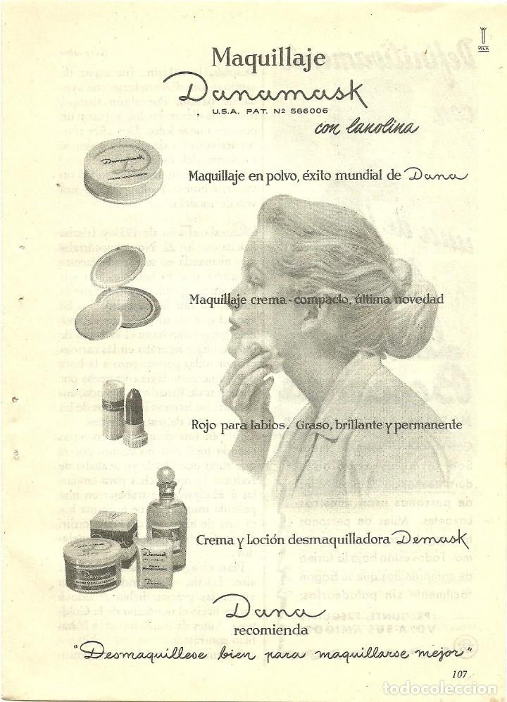 Altri oggetti di carta: Recorte Publicitario DANAMASK maquillaje perfumes - Publicidad revista prensa peri&oacute;dico antiguo