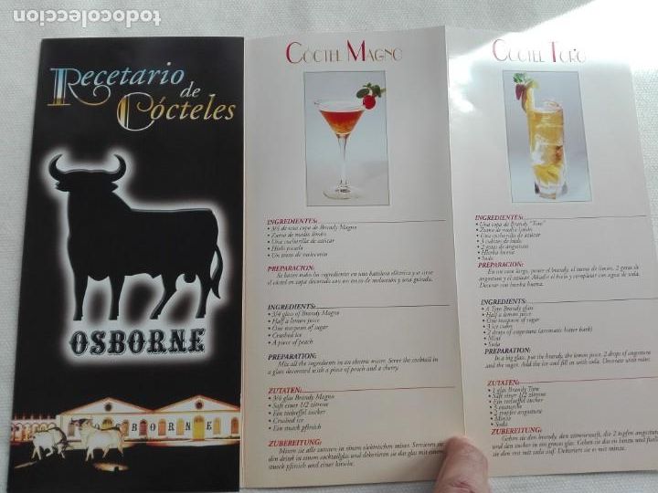 Otros Art&iacute;culos de Coleccionismo en Papel: FOLLETO COCTELES - OSBORNE - BRANDY BEBIDAS TORO