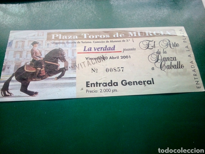 Otros Art&iacute;culos de Coleccionismo en Papel: Antigua entrada espectaculo El arte de la danza a caballo. Murcia. 2001. Publicidad de Caja Castilla