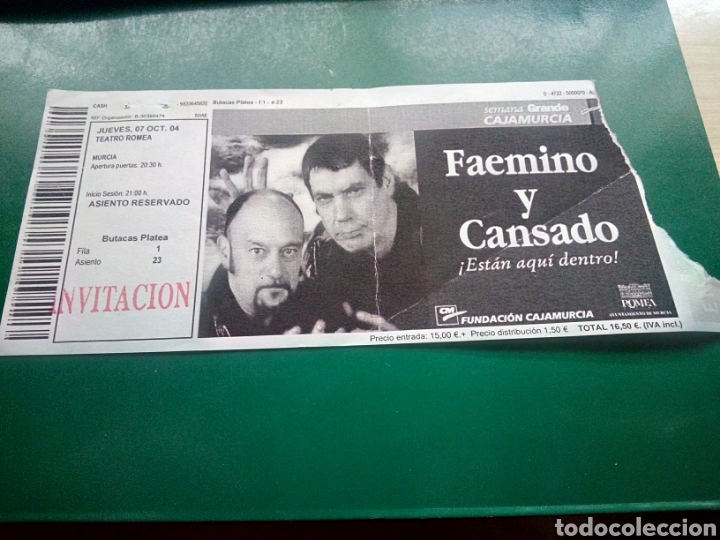 Otros Art&iacute;culos de Coleccionismo en Papel: Antigua entrada espectaculo de Faemino y cansado. Teatro Romea (Murcia). 2004