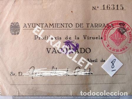 Outros artigos de papel: ANTIG&Uuml;O DOCUMENTO DE VACUNACI&Oacute;N DEL AYUNTAMIENTO DE TERRASSA DEL A&Ntilde;O 1941