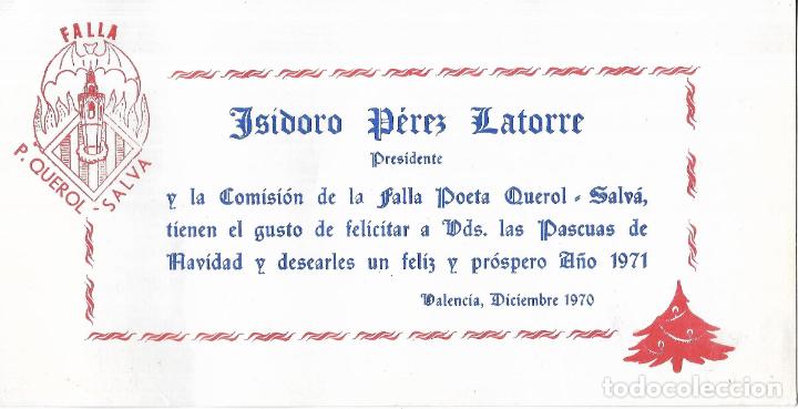 Outros artigos de papel: *** JN320 - FELICITACION DE NAVIDAD DEL PRESIDENTE DE LA FALLA P. QUEROL - SALVA 1970