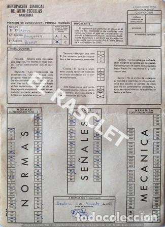 Outros artigos de papel: ANTIG&Uuml;O TEST DE LA AGRUPACI&Oacute;N SINDICAL DE  AUTO-ESCUELAS  DE  BARCELONA A&Ntilde;O 1972