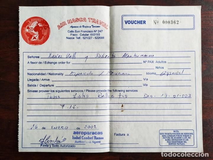 Paper Collecting Others: Un tiket para sobrevolar con avionet las l&iacute;neas de Nazca en Peru. a&ntilde;o 2003