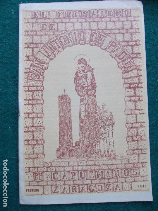 Otros Art&iacute;culos de Coleccionismo en Papel: EL MENSAJERO DE SAN ANTONIO DE PADUA FEBRERO 1945 CAPUCHINOS ZARAGOZA