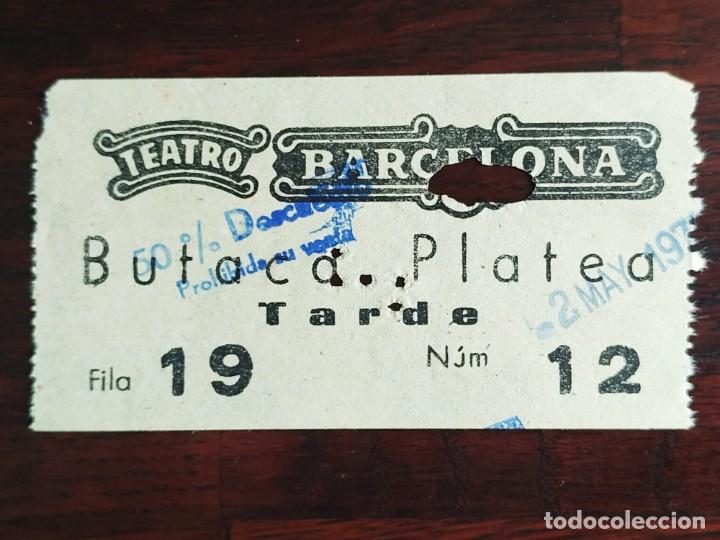 Collectionnisme Papier divers: Un tiket entrada al Teatro Barcelona, de Barcelona, a&ntilde;os 70&acute;s