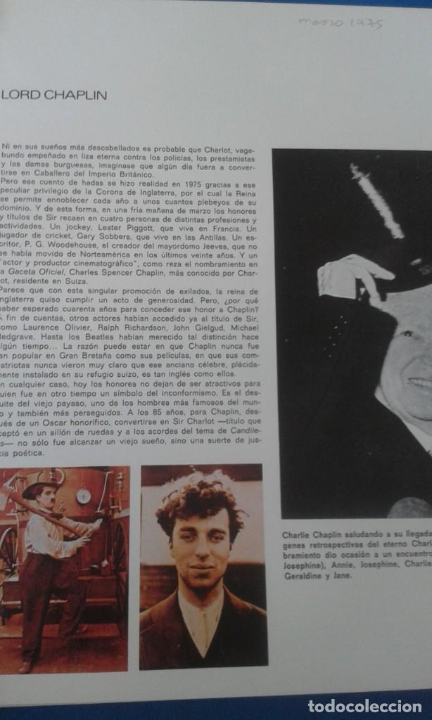 Otros art&iacute;culos de coleccionismo en papel: CHARLIE CHAPLIN, CHARLOT, NOMBRADO LORD. RECORTE ANUARIO DIFUSORA INTERNACIONAL 1975