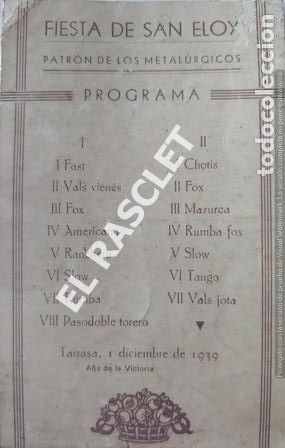 Paper Collecting Others: ANTIG&Uacute;O PROGRAMA DE FIESTA DE SAN ELOY DICIEMBRE DE 1939