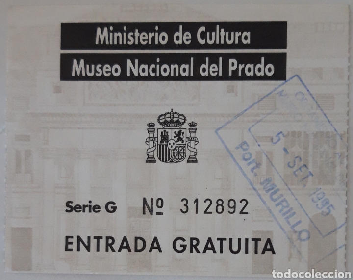 Otros Art&iacute;culos de Coleccionismo en Papel: ENTRADA MUSEO NACIONAL DEL PRADO