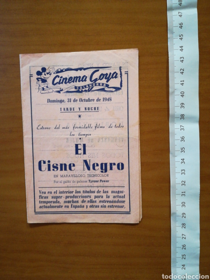Otros Art&iacute;culos de Coleccionismo en Papel: Diptico cinema Goya calahorra el cisne negro 1948