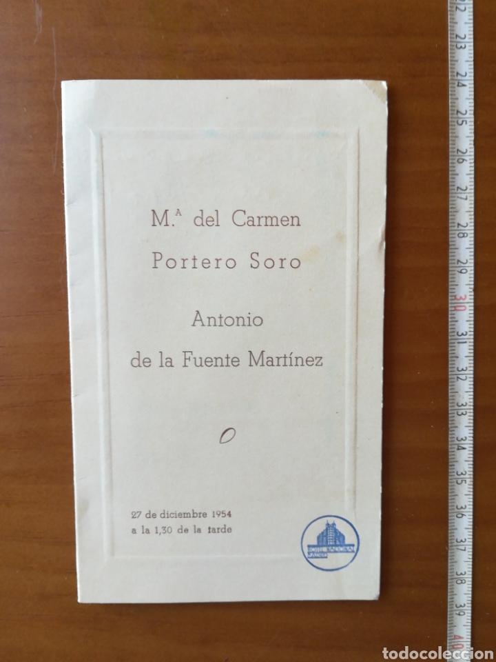 Otros Art&iacute;culos de Coleccionismo en Papel: Tarjeta boda y minuta maria del carmen portero soro y Antonio de la fuente