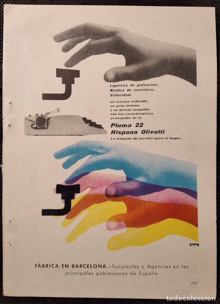Otros Art&iacute;culos de Coleccionismo en Papel: RECORTE PUBLICIDAD. A&Ntilde;O JUNIO 1956. HISPANO OLIVETTI PLUMA 22 / JUEGOS REUNIDOS GEYPER