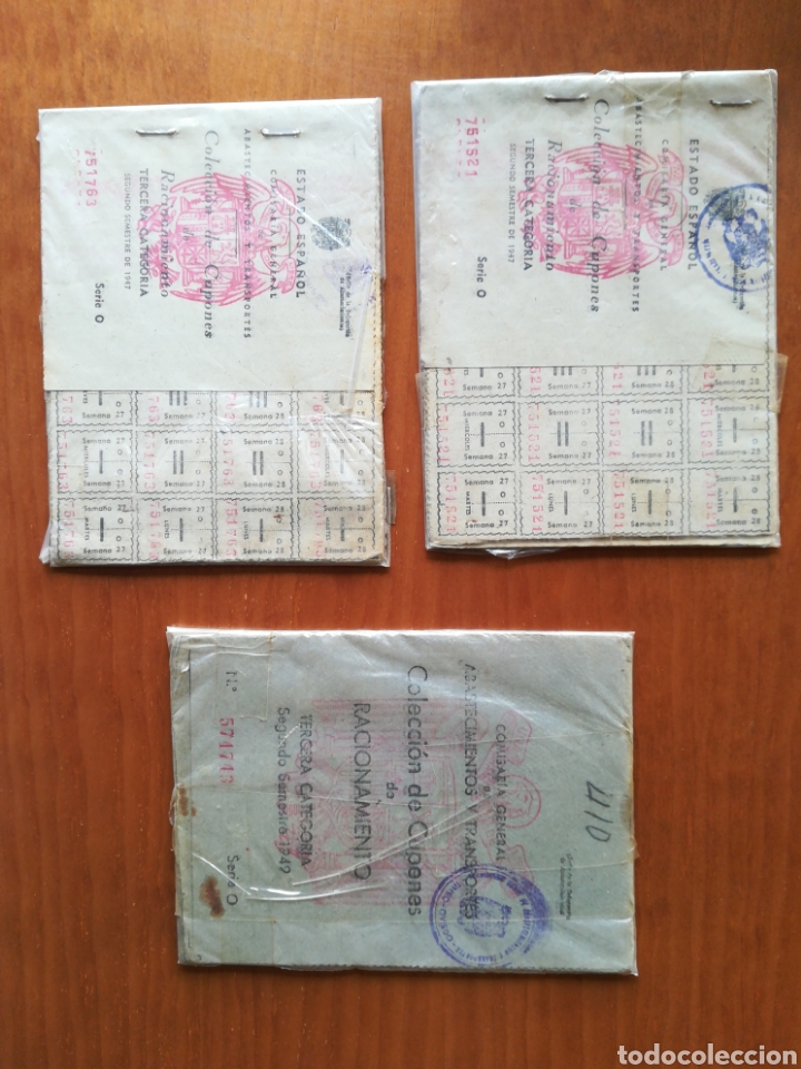 Otros Art&iacute;culos de Coleccionismo en Papel: Colecci&oacute;n cupones racionamiento serie O tineo Oviedo postguerra