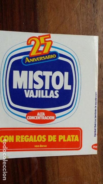 Otros Art&iacute;culos de Coleccionismo en Papel: etiqueta mistol vajillas 1982, 25 aniversario