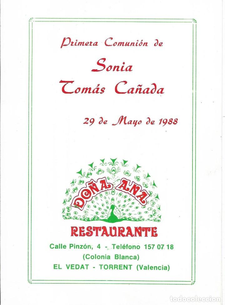 Outros artigos de papel: :::: PA53 - INVITACION DE PRIMERA COMUNION - RESTAURANTE DO&Ntilde;A ANA - EL VEDAT - TORRENT - 1988