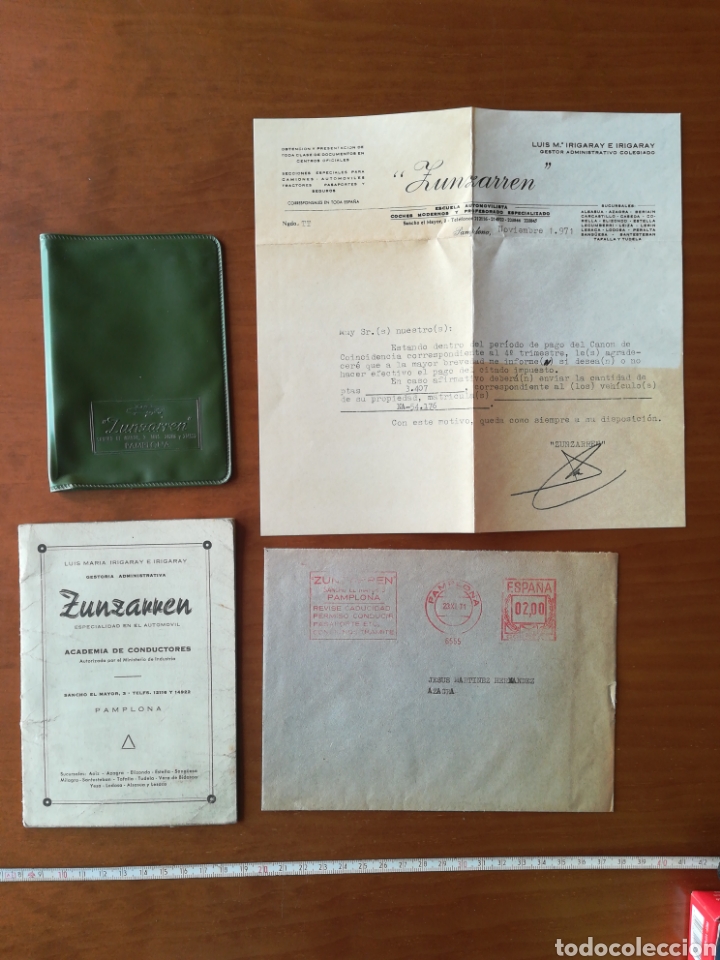 Collectionnisme Papier divers: Estuche librito examen conductor carta comercial sobre a&ntilde;os 70 zuzarren Pamplona Luis Maria irigay