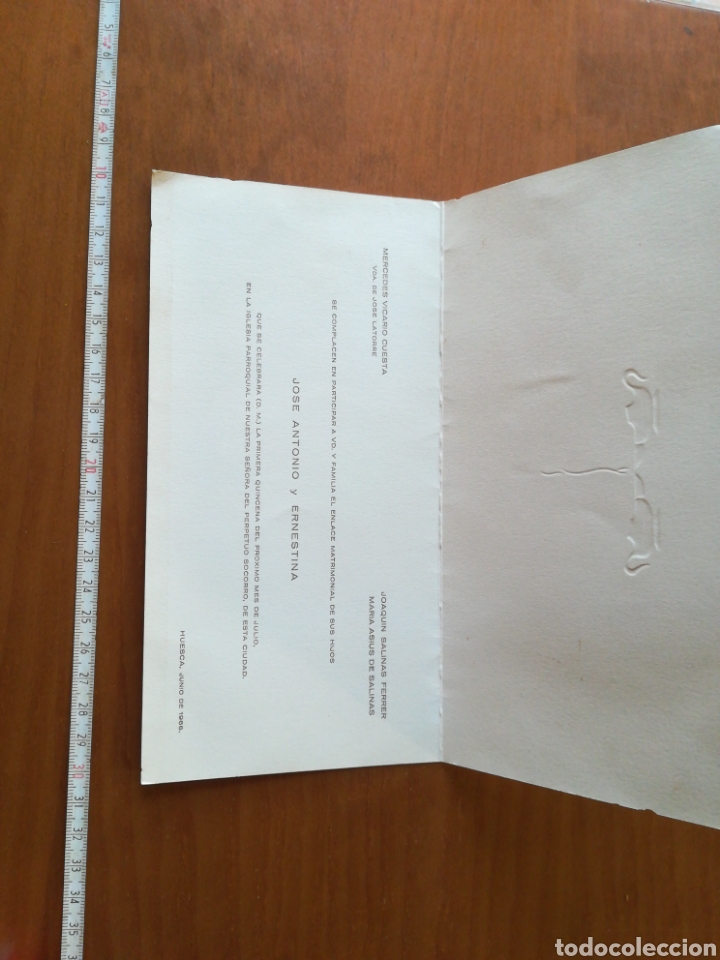 Otros Art&iacute;culos de Coleccionismo en Papel: Invitaci&oacute;n boda 1966 Huesca vicario cuesta salinas Ferrer asius de salinas