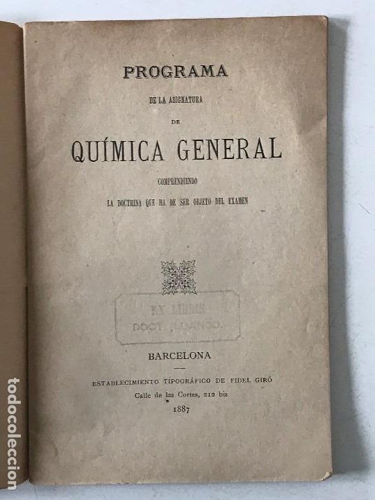 Paper Collecting Others: Programa de la asignatura de Quimica General. Barcelona, 1887