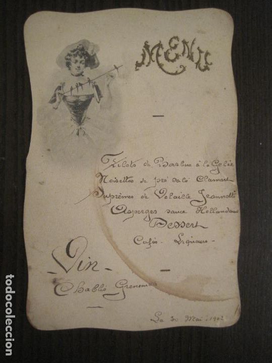 Otros art&iacute;culos de coleccionismo en papel: MENU ANTIGUO TROQUELADO-MAYO DE 1903-VER FOTOS-(V-19.619)