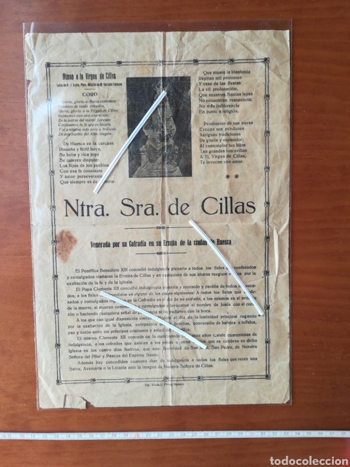 Collectionnisme Papier divers: Himno virgen de cillas Huesca, ntra. Sra. De cillas ermita p. S. XX