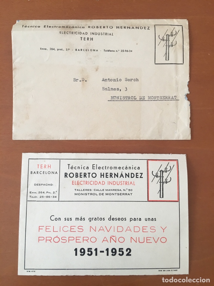 Otros art&iacute;culos de coleccionismo en papel: TARJETA FELICITACI&Oacute;N NAVIDAD ROBERTO HERNANDEZ ELECTRICIDAD INDUSTRIAL 1951-52 CALEFACCI&Oacute;N ALUMBRADO