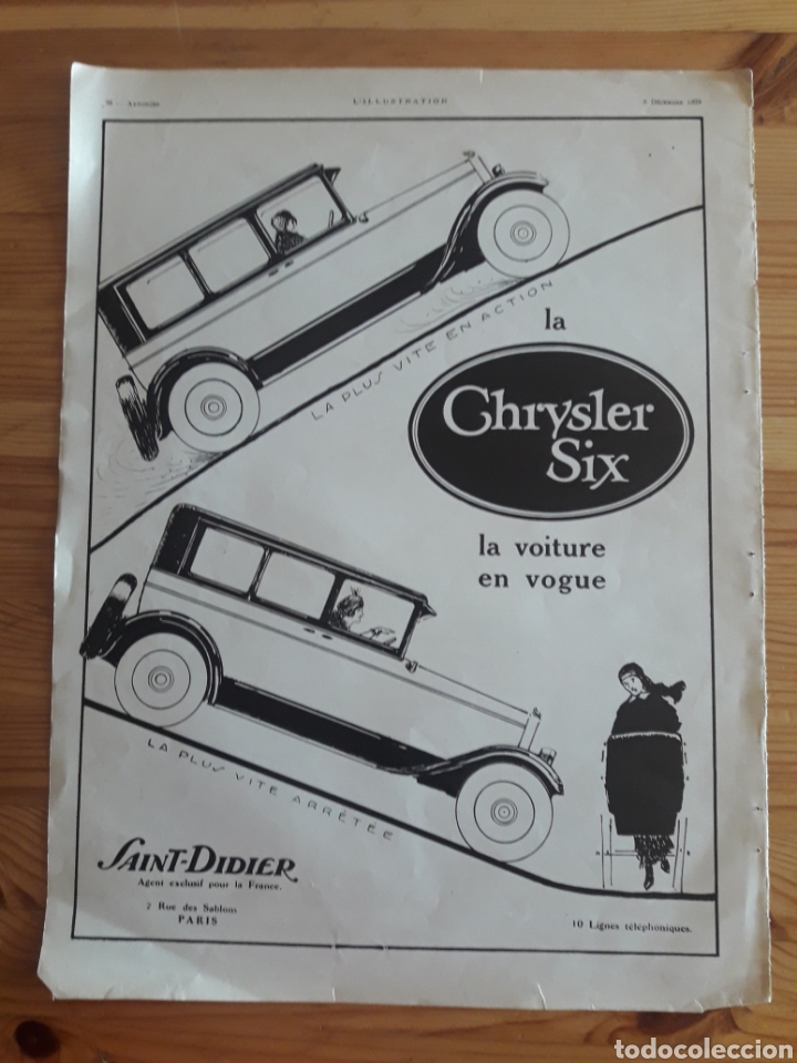 Otros Art&iacute;culos de Coleccionismo en Papel: Anuncio recorte revista coche Chrysler Six y F Calemard