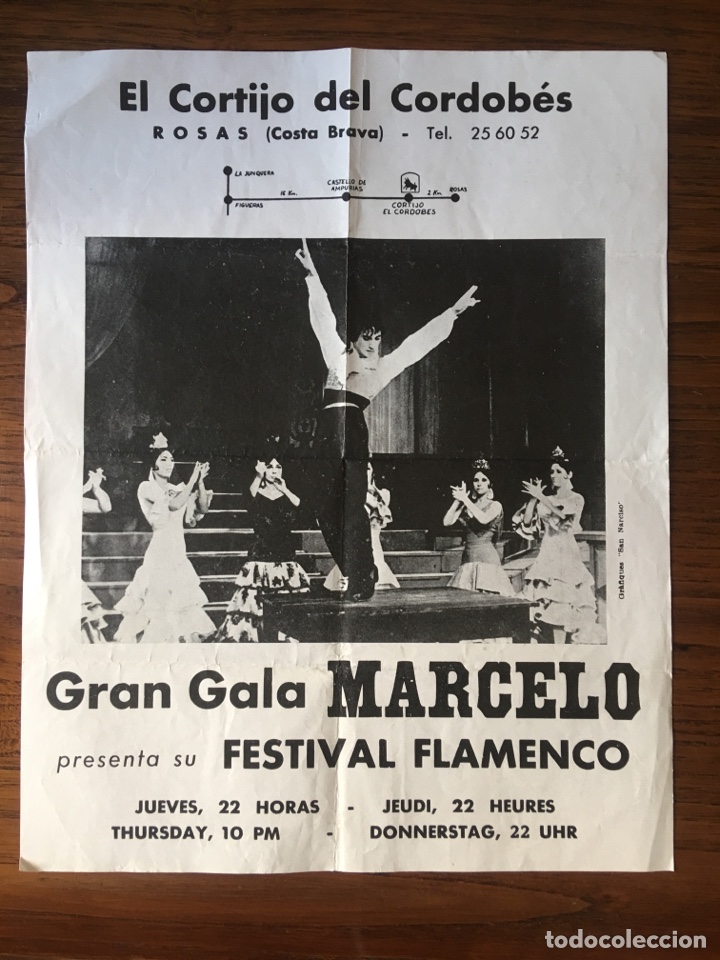 Otros Art&iacute;culos de Coleccionismo en Papel: PEQUE&Ntilde;O CARTEL EL CORTIJO DEL CORDOB&Eacute;S, ROSAS (COSTA BRAVA) GRAN GALA MARCELO FESTIVAL FLAMENCO