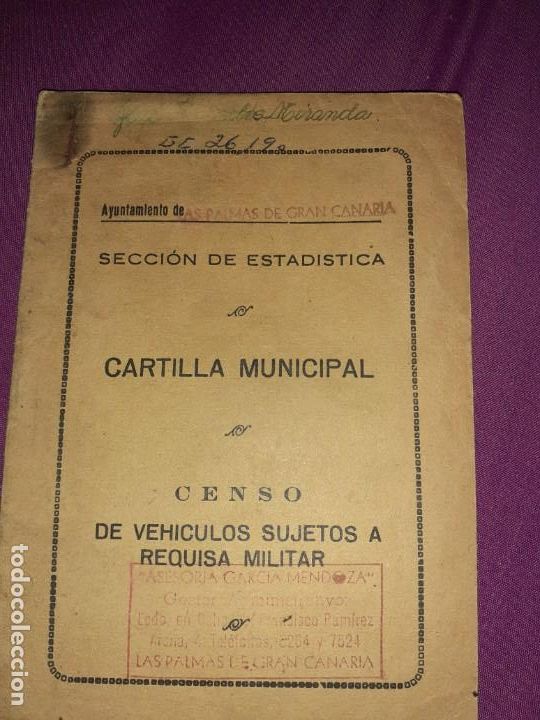 Otros Art&iacute;culos de Coleccionismo en Papel: Antigua cartilla municipal de veh&iacute;culos militar a&ntilde;o 1963,Peugeot