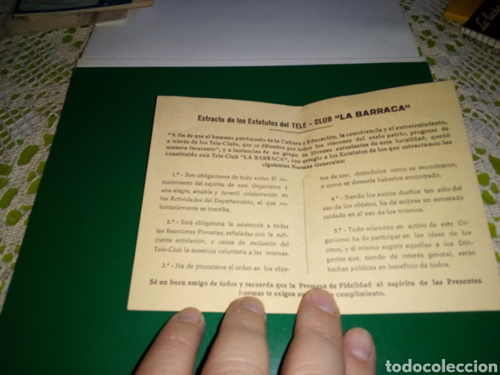 Otros Art&iacute;culos de Coleccionismo en Papel: Antiguo carnet de Tele Club La Barraca. Aspe ( Alicante). 1960