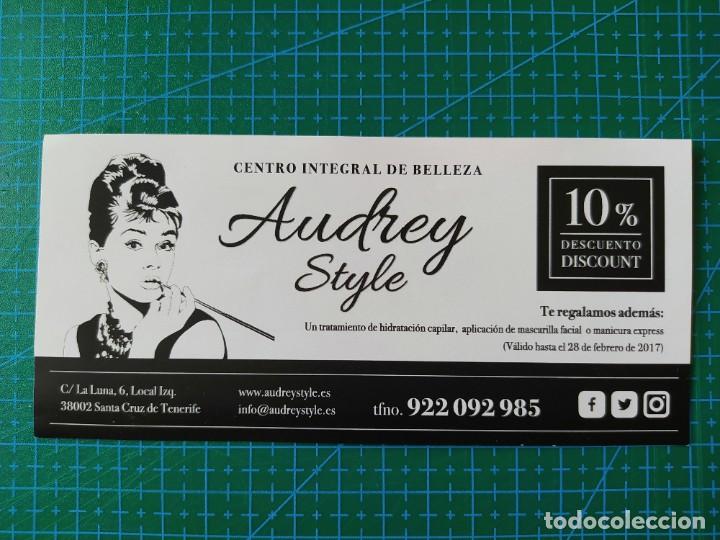 Otros Art&iacute;culos de Coleccionismo en Papel: FLYER TICKET DESCUENTO CENTRO DE BELLEZA CON IMAGEN DE AUDREY HEPBURN