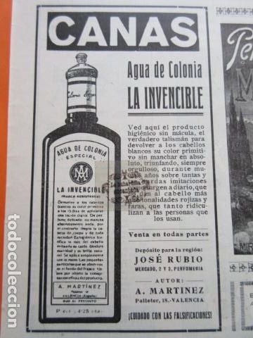 Otros art&iacute;culos de coleccionismo en papel: RECORTE PUBLICIDAD 1929 - CANAS AGUA COLONIA LA INVENCIBLE - 9 X 16 CM